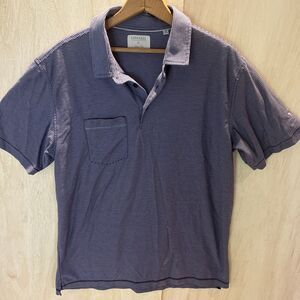 Linksoul Men's 100% Luxury Cotton Blue Striped Pocket Polo Shirt Top Size Large